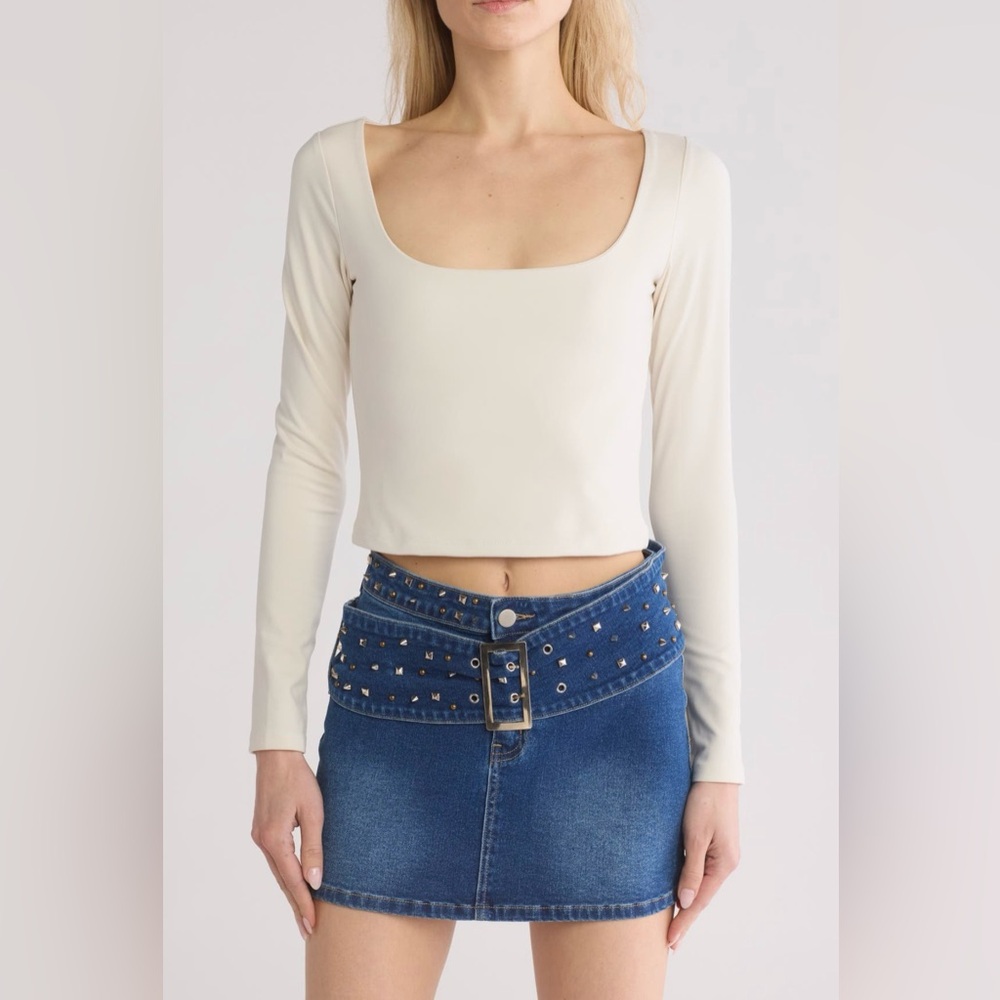 Leith Cream Long Sleeve Crop Top